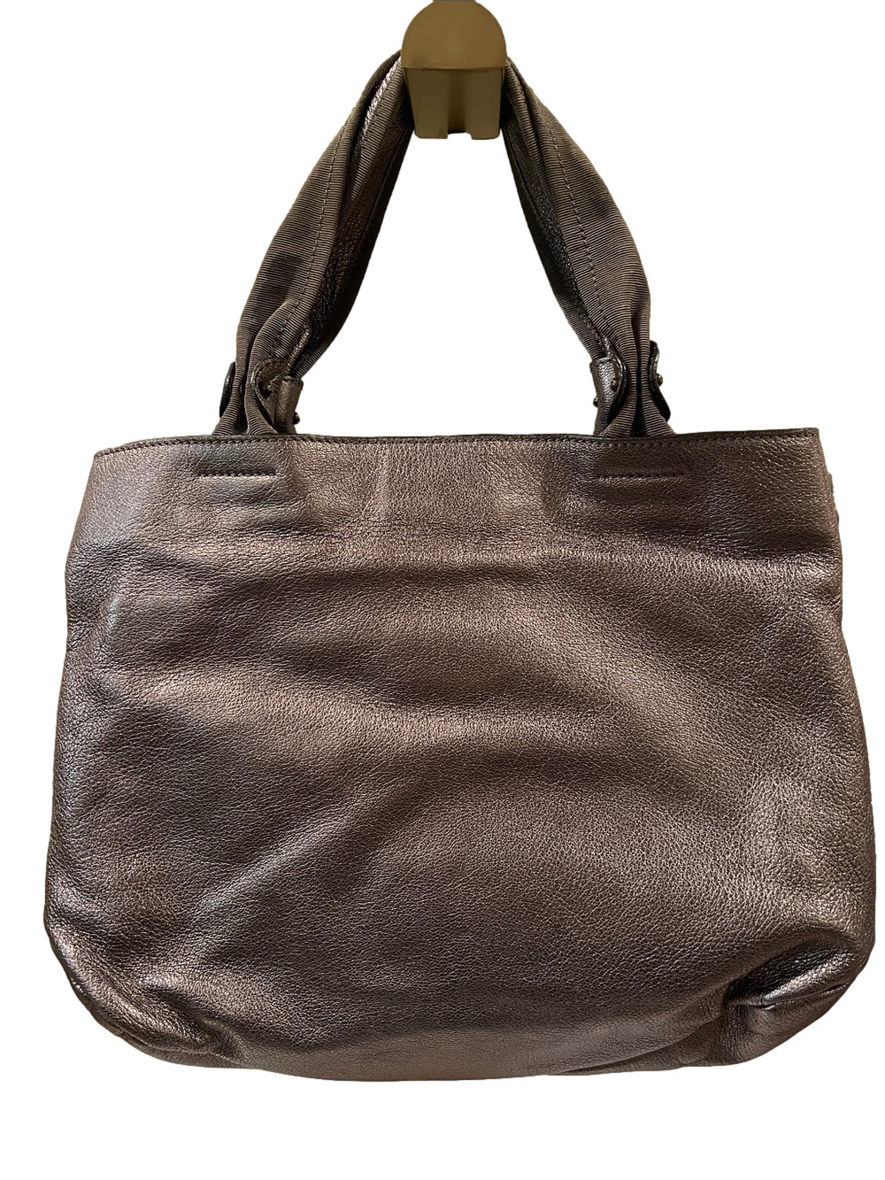 Salvatore Ferragamo Bronze Metallic Taupe Tote with Bow Detail - Picture 15 of 15